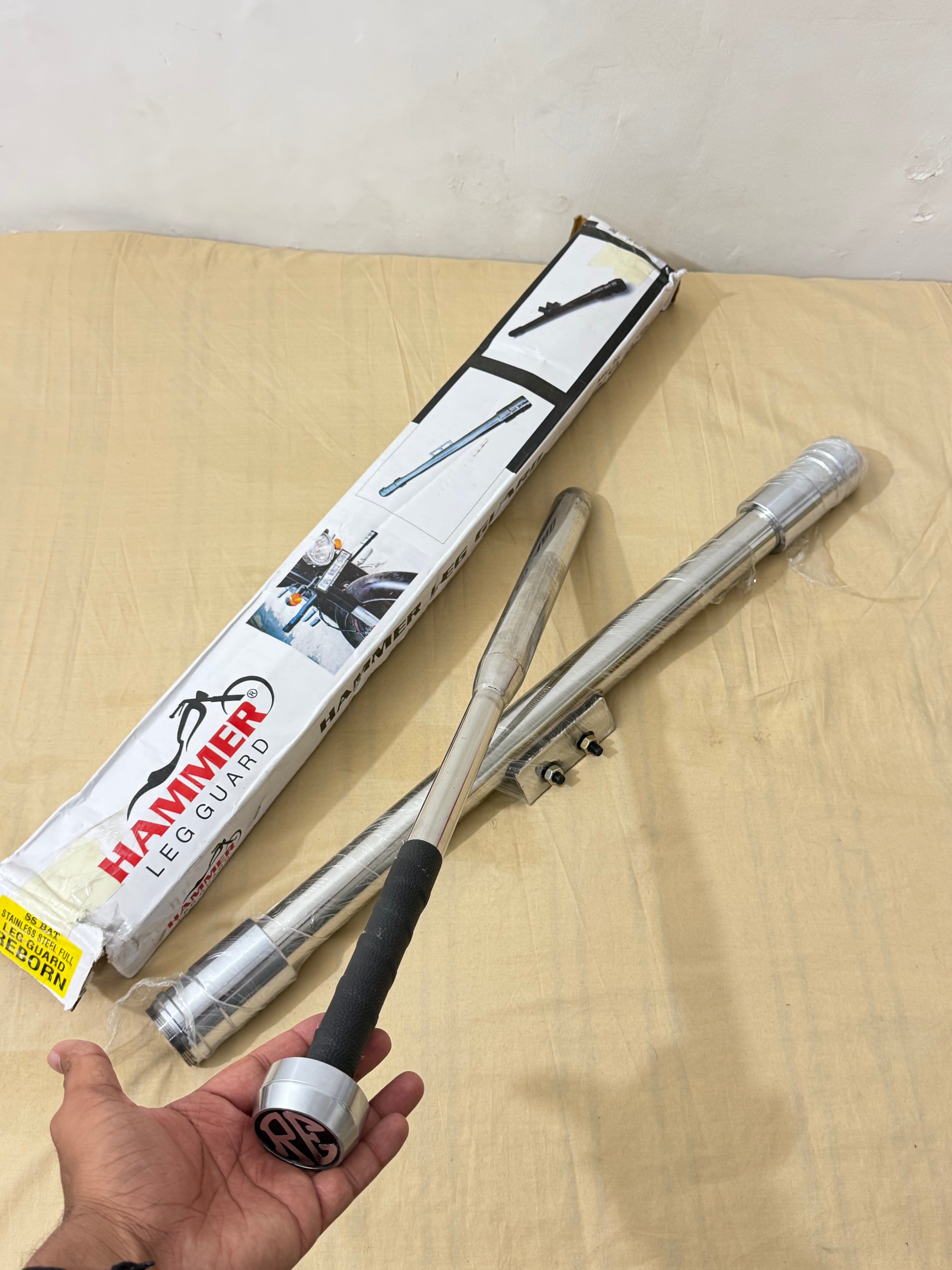 Chrome Steel leg Guard With Bat For Reborn Models