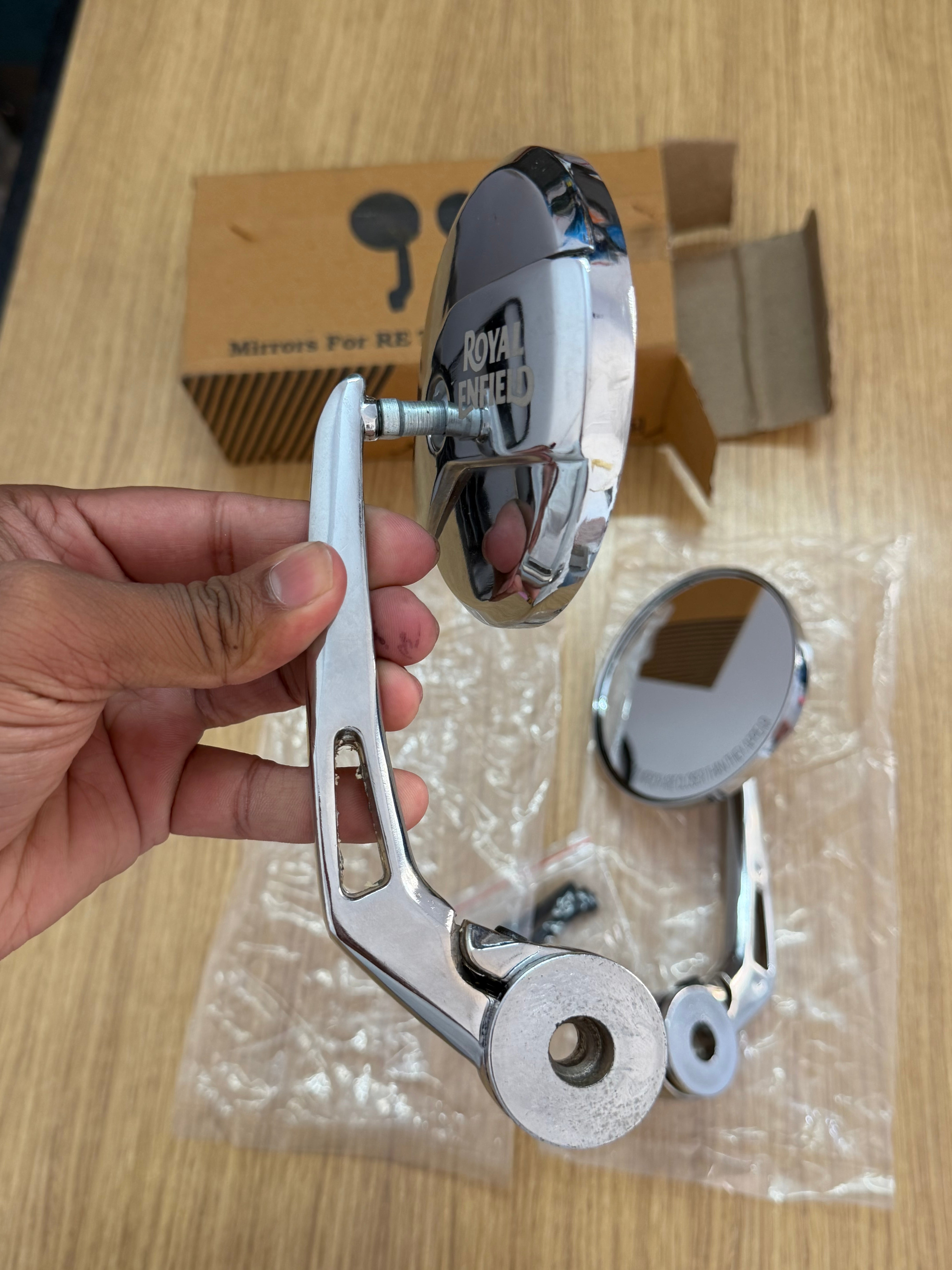 Chrome Bar End Mirror For All Royal Enfield Models