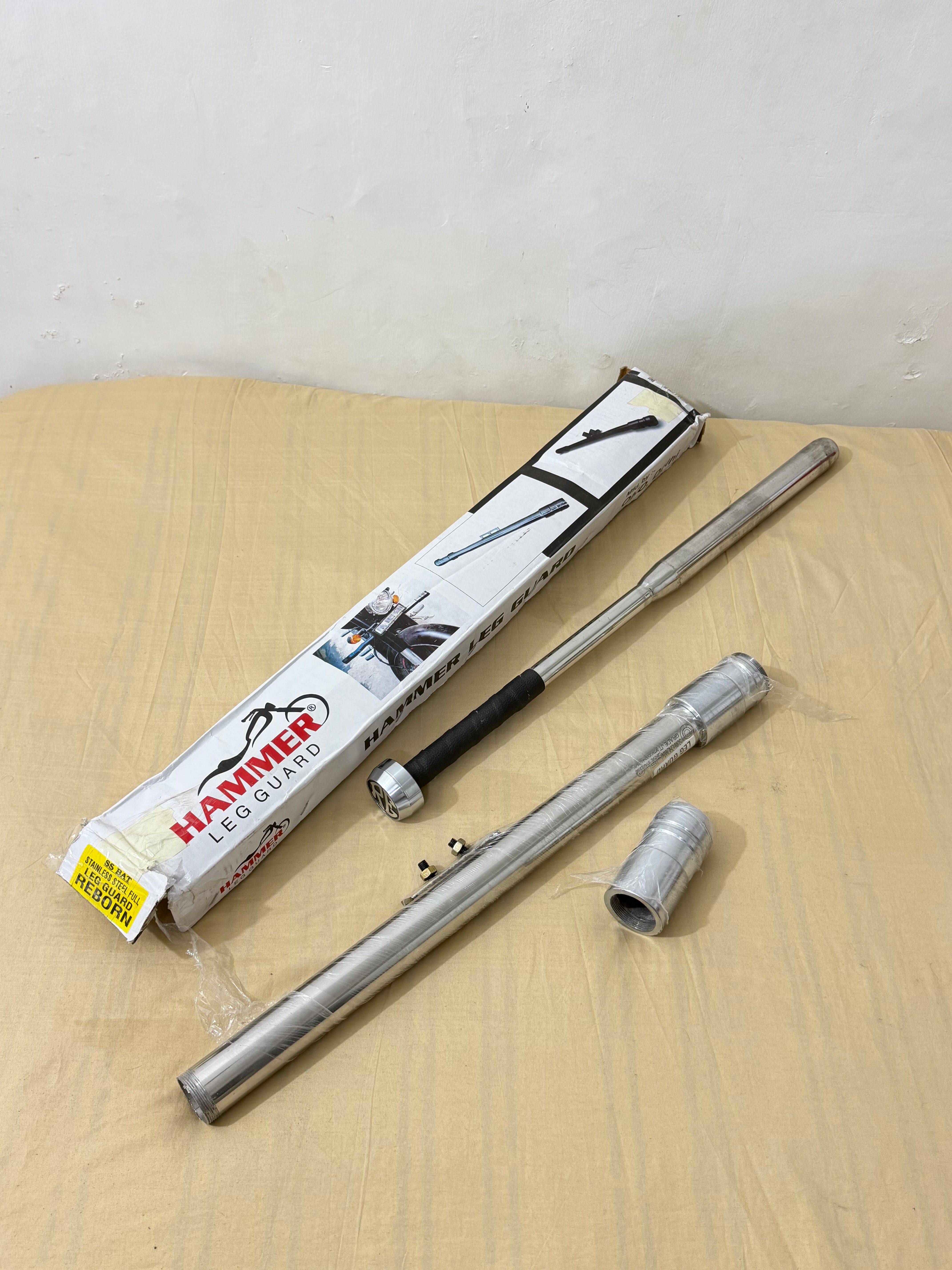 Chrome Steel leg Guard With Bat For Reborn Models