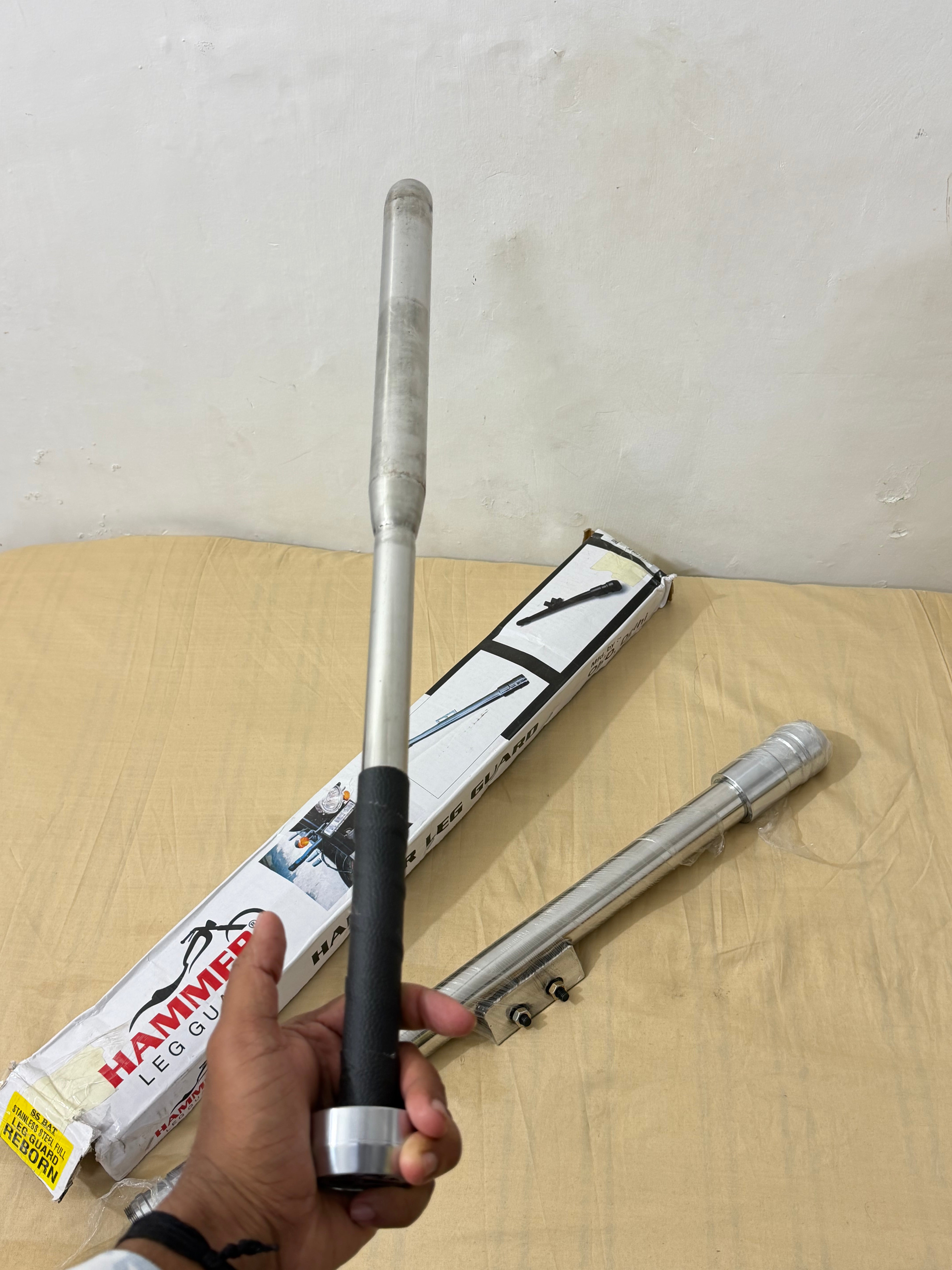 Chrome Steel leg Guard With Bat For Reborn Models