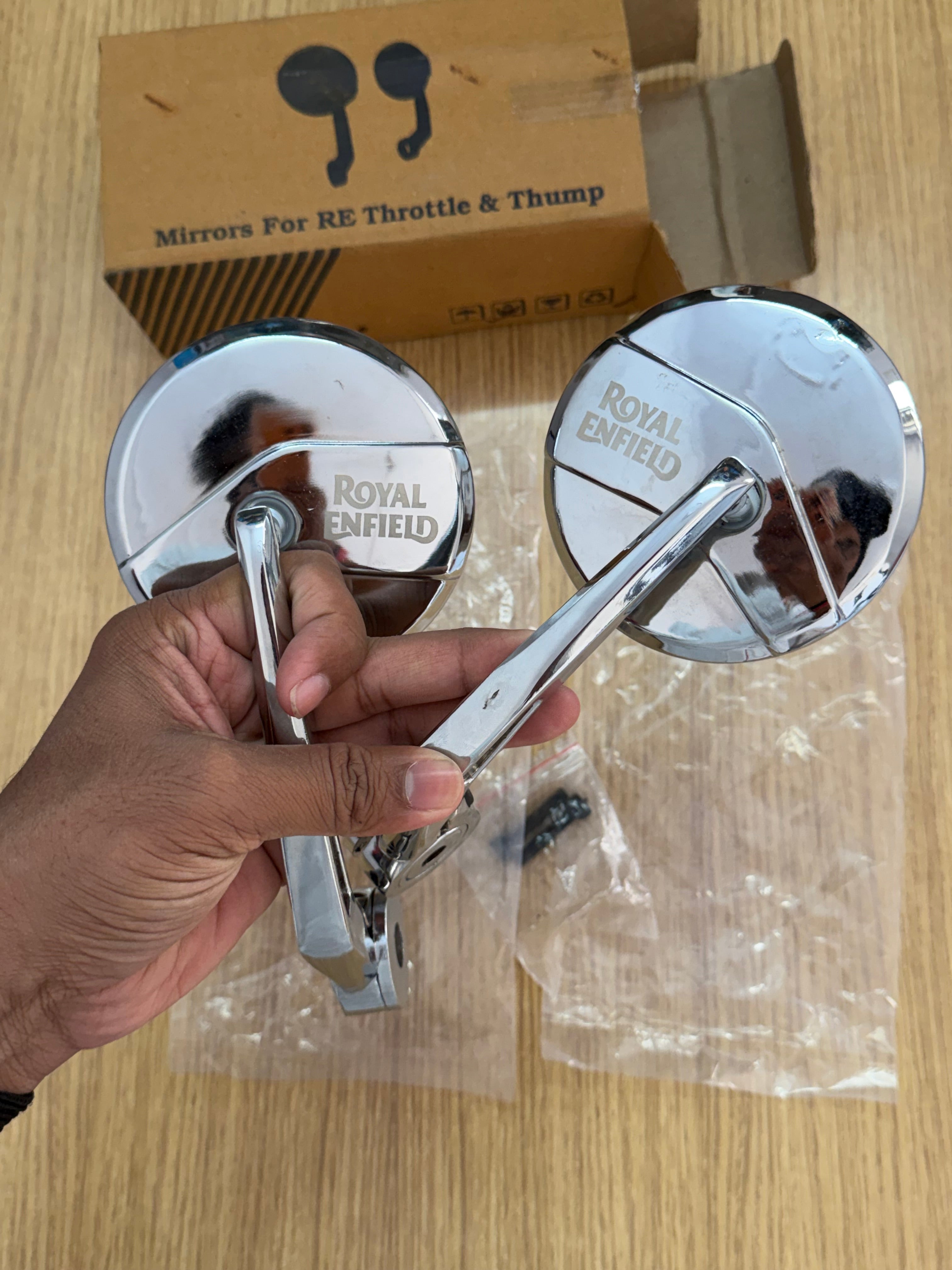 Chrome Bar End Mirror For All Royal Enfield Models
