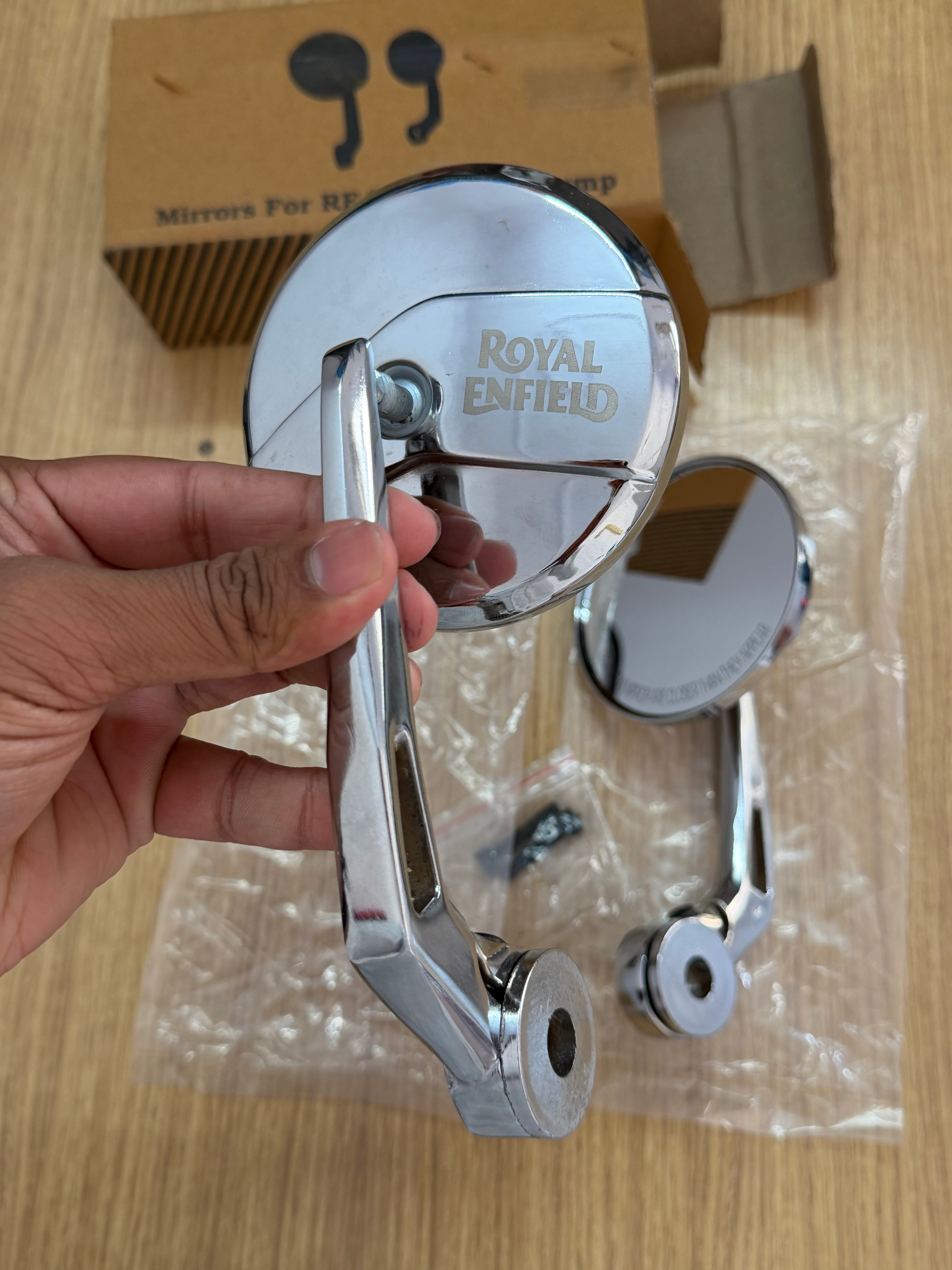 Chrome Bar End Mirror For All Royal Enfield Models