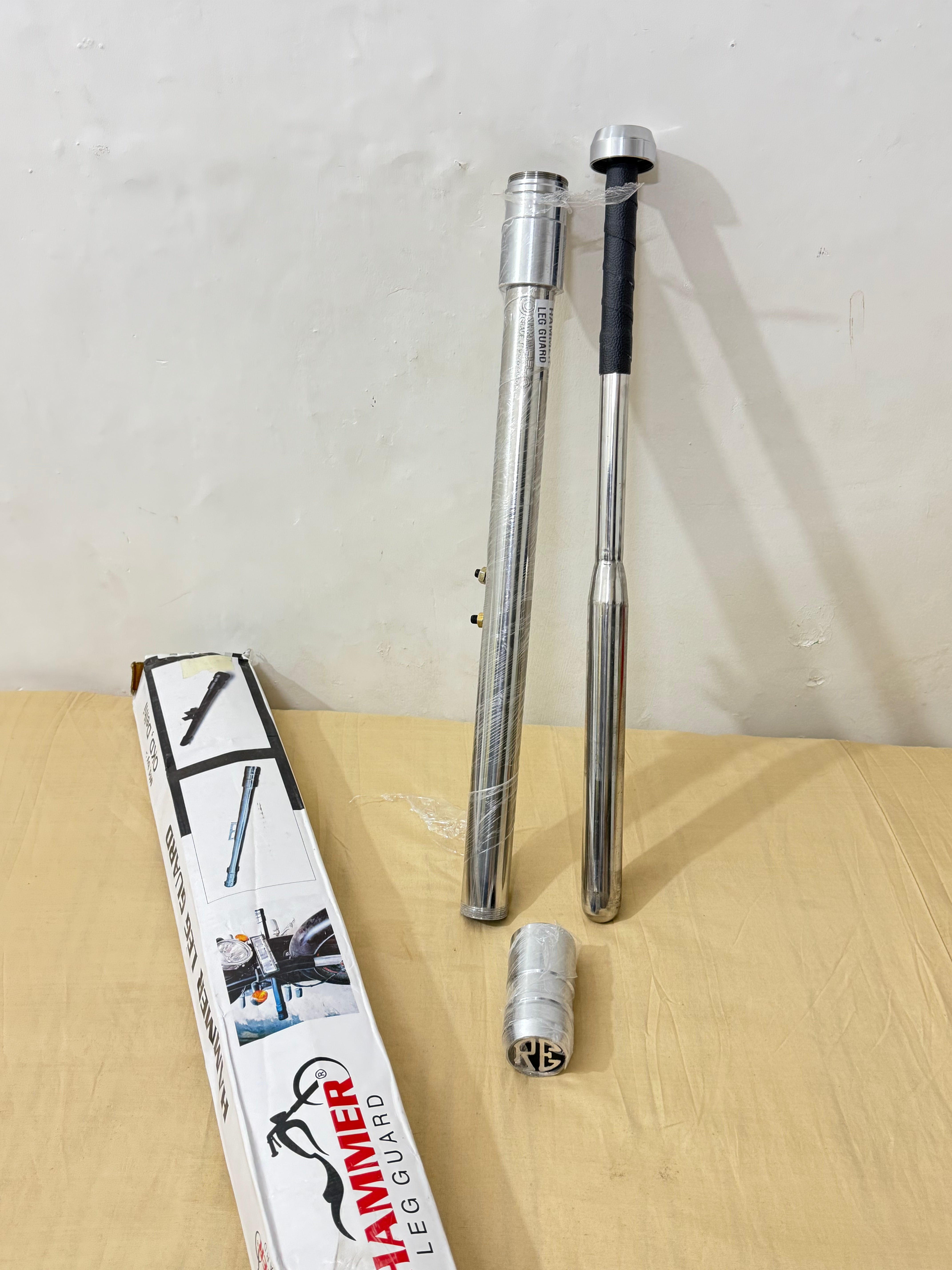 Chrome Steel leg Guard With Bat For Reborn Models
