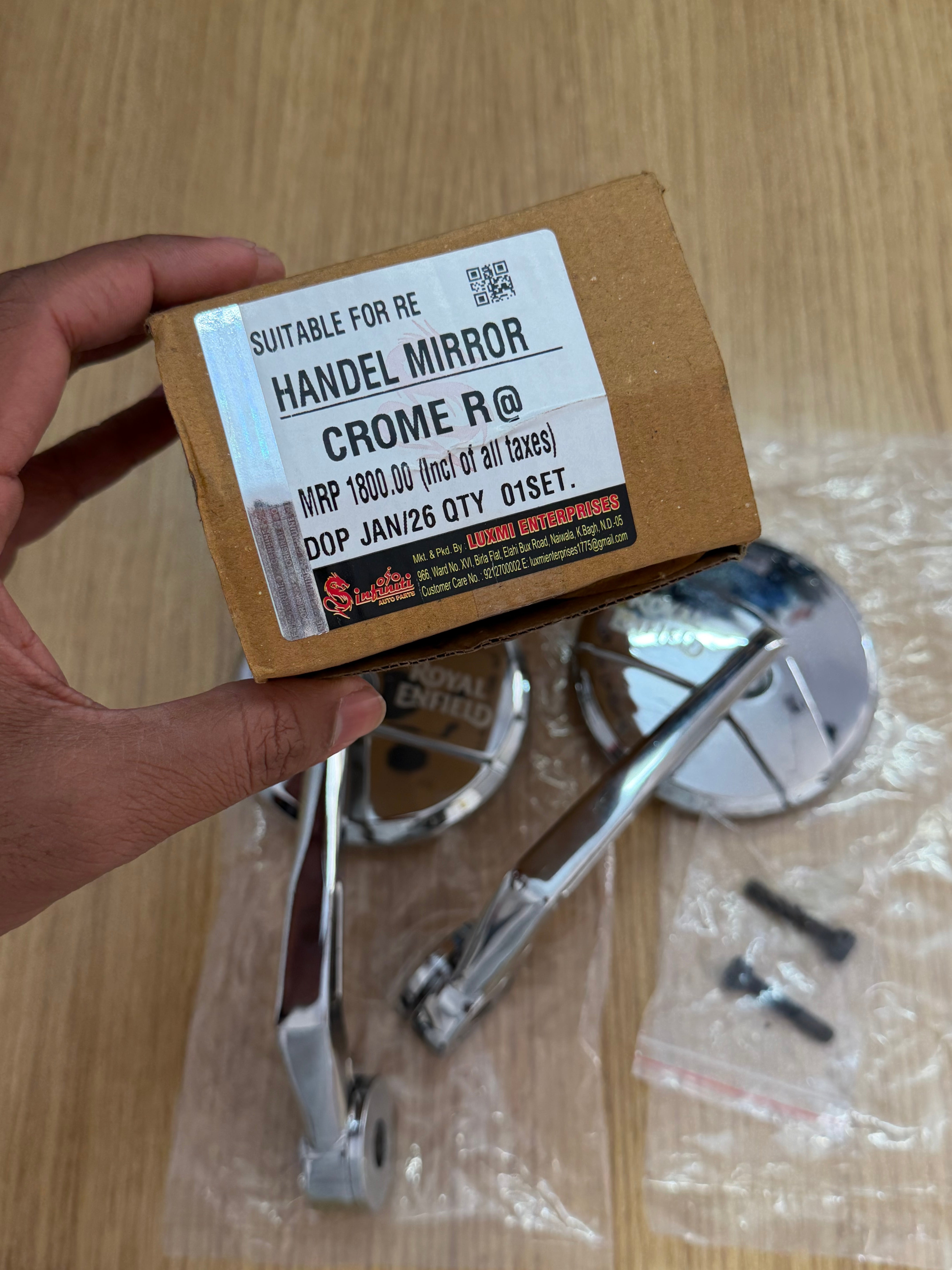 Chrome Bar End Mirror For All Royal Enfield Models